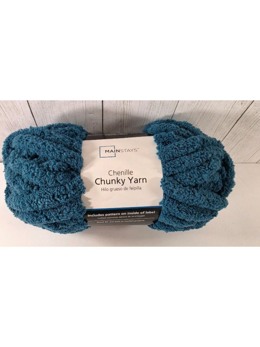MAINSTAYS CHENILLE CHUNKY YARN CORSAIR BLUE TEAL SUPER BULKY 6 BLANKET HAND KNIT